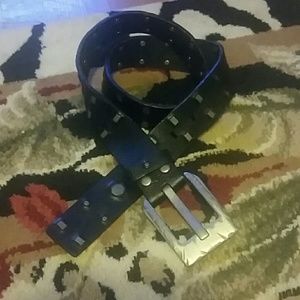 BAD LEATHER BELT LARGE SILVER BUCKLE
